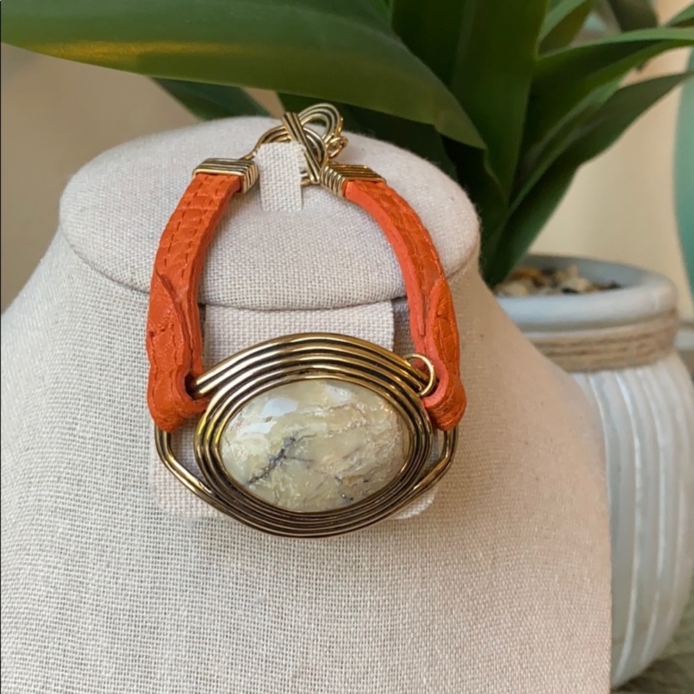 Barse African Opal Leather Toggle Bracelet